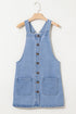 Wide Strap Button Front Pocketed Denim Mini Dress